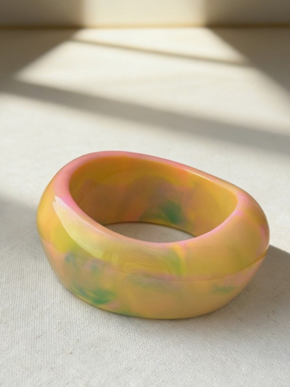 2/$30 NEW Chunky Resin Ombré Asymmetrical Bangle Sculptural Jewelry Mango Swirl